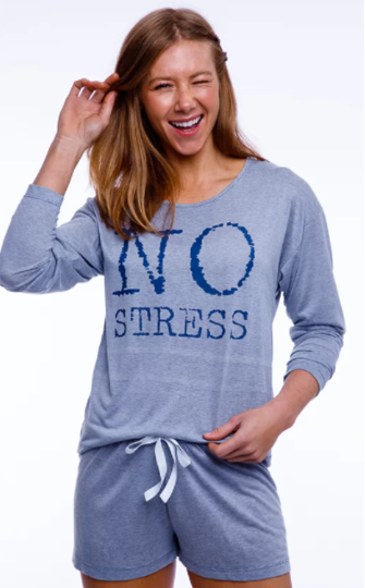 Imagem de Pijama Feminino Shorts Com Blusa  NO STRESS Cor Cinza